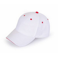 Brushed Cotton Twill Baseball Cap w/Sandwich Colored Eyelets & Button
